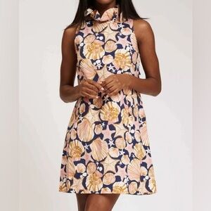 Tyler Boe Linen Cotton Stella Seashells Mini Ruffle Dress Size Medium